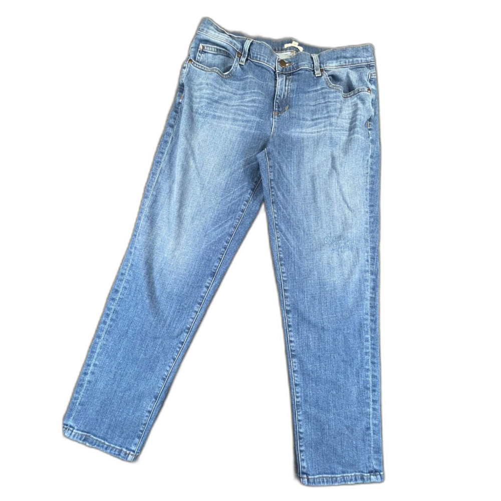 Eileen Fisher Organic Cotton Stretch Ankle Jeans 10 Blue Wash Denim Eco Capsule